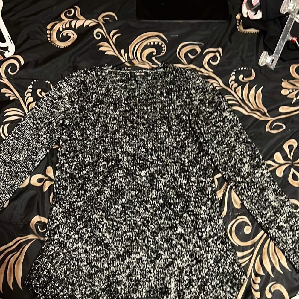 Black and white speckled Style and Co sweater